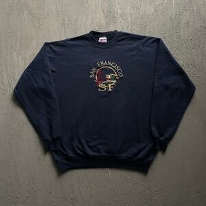 Vintage San Francisco Sweatshirt Mens XL Navy Blue 90s Hanes